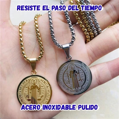 Set Cadena y Medalla Protectora San Benito.
