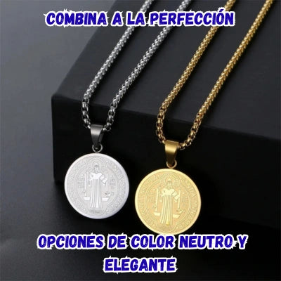 Set Cadena y Medalla Protectora San Benito.