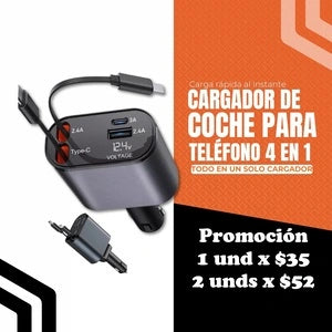 Cargador Auto 4 en 1