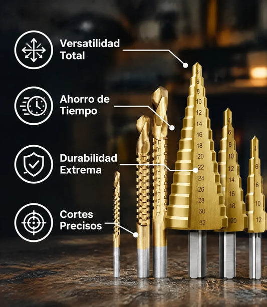 Brocas Escalonadas y de Sierra en Titanio